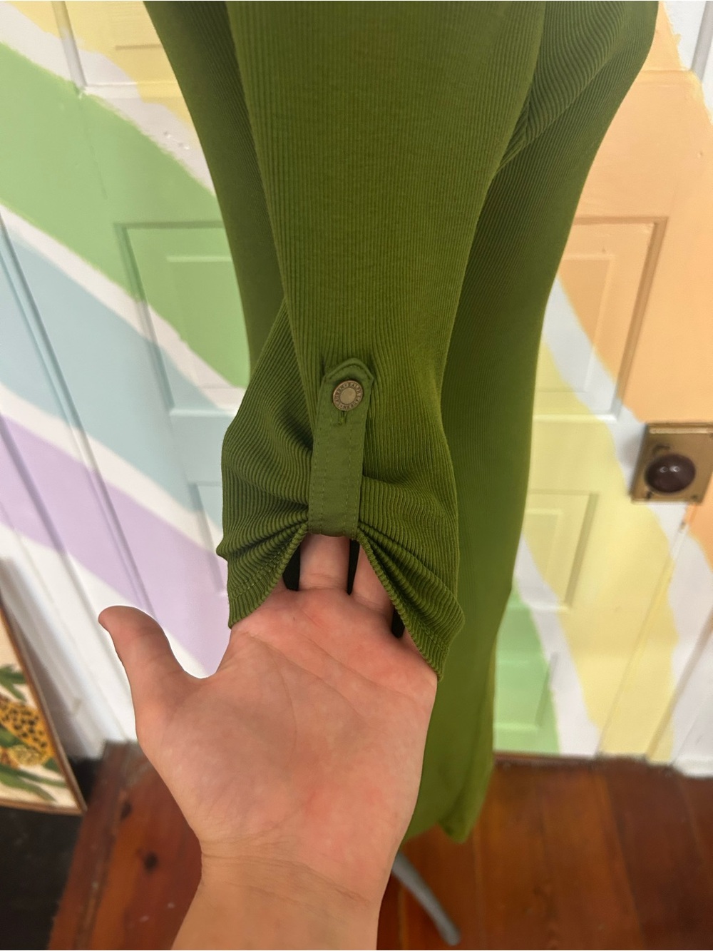 Lauren Ralph Lauren Green Henley Knit Dress Sz SP 3/4 Sleeve Fit & Flare👽 - Picture 5 of 12